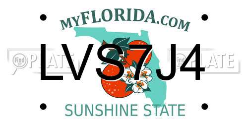 LVS7J4 Florida License Plate