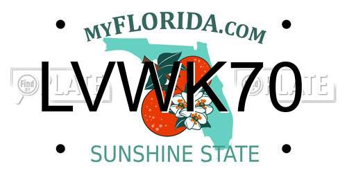 LVWK70 Florida License Plate