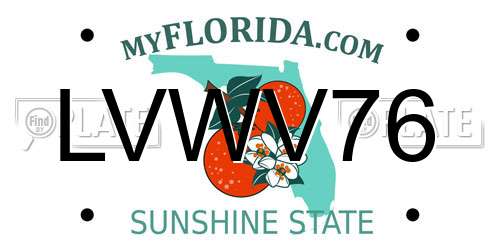 LVWV76 Florida License Plate