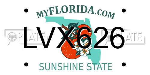 LVX626 Florida License Plate