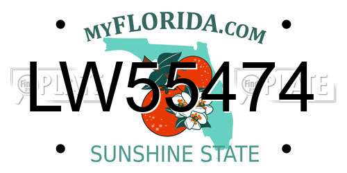 LW55474 Florida License Plate
