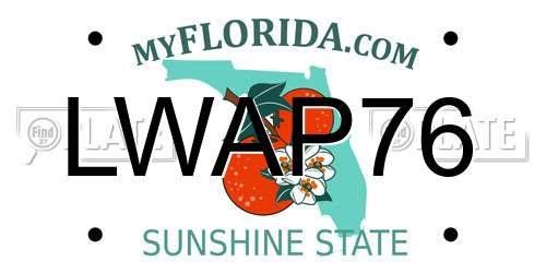 LWAP76 Florida License Plate