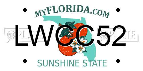 LWCC52 Florida License Plate