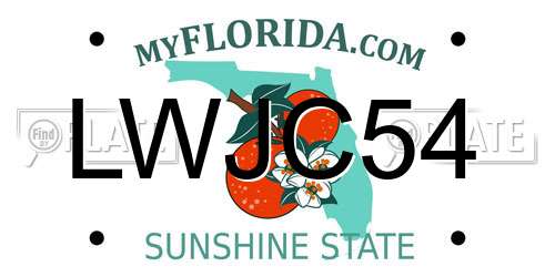 LWJC54 Florida License Plate