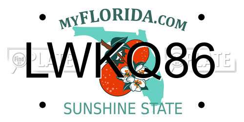 LWKQ86 Florida License Plate