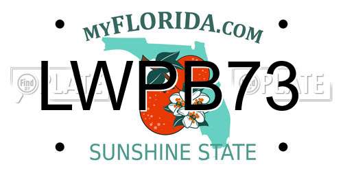LWPB73 Florida License Plate