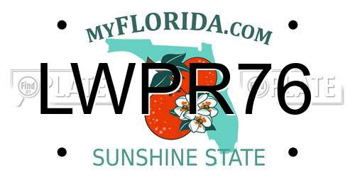 LWPR76 Florida License Plate