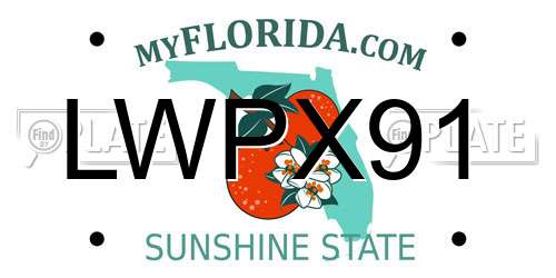 LWPX91 Florida License Plate