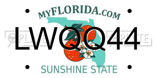 LWQQ44 Florida License Plate