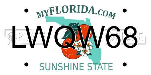LWQW68 Florida License Plate