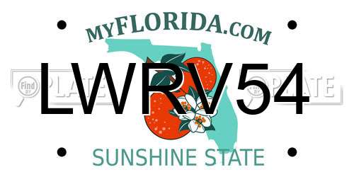 LWRV54 Florida License Plate