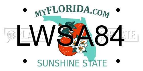 LWSA84 Florida License Plate