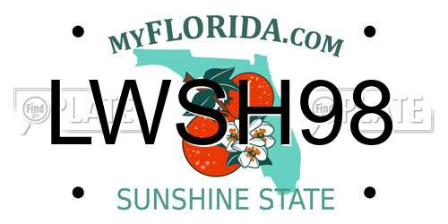 LWSH98 Florida License Plate