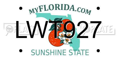 LWT927 Florida License Plate