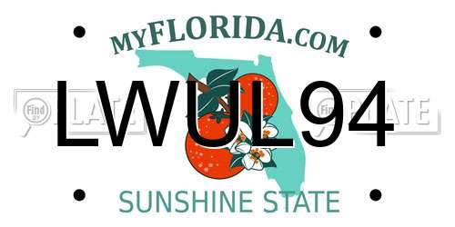 LWUL94 Florida License Plate