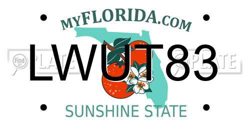 LWUT83 Florida License Plate