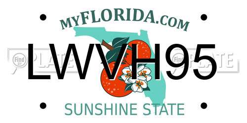 LWVH95 Florida License Plate
