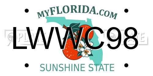 LWWC98 Florida License Plate