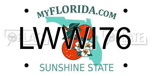 LWWI76 Florida License Plate