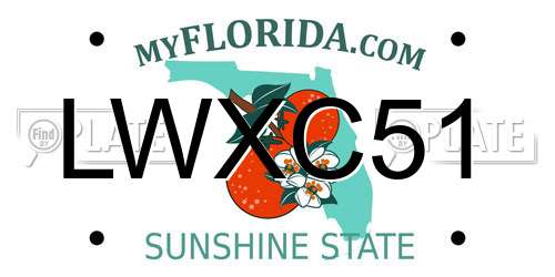 LWXC51 Florida License Plate