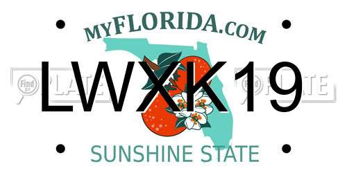 LWXK19 Florida License Plate
