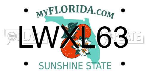 LWXL63 Florida License Plate