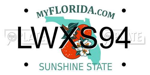 LWXS94 Florida License Plate