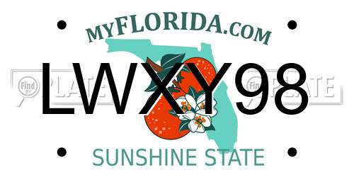 LWXY98 Florida License Plate