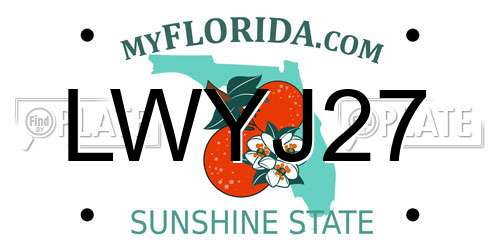LWYJ27 Florida License Plate
