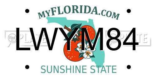 LWYM84 Florida License Plate