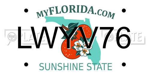LWYV76 Florida License Plate