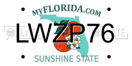 LWZP76 Florida License Plate