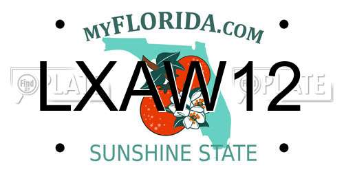 LXAW12 Florida License Plate