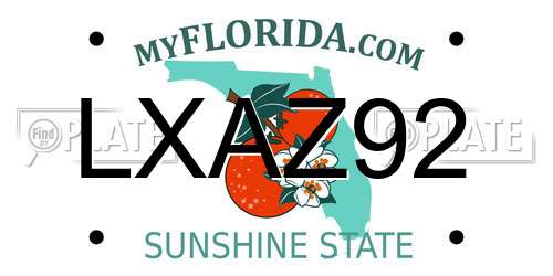LXAZ92 Florida License Plate