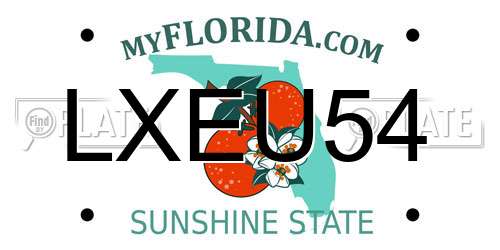 LXEU54 Florida License Plate