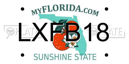 LXFB18 Florida License Plate