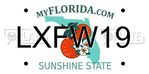 LXFW19 Florida License Plate
