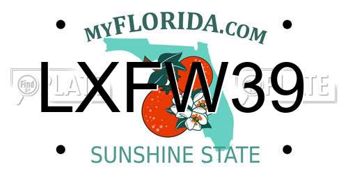 LXFW39 Florida License Plate