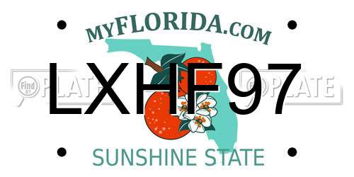 LXHF97 Florida License Plate