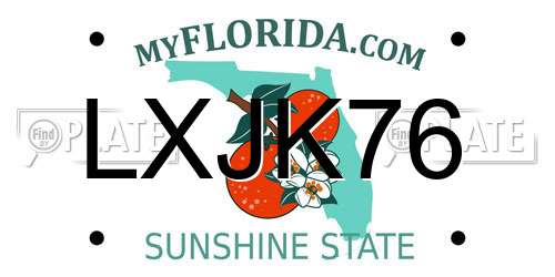 LXJK76 Florida License Plate