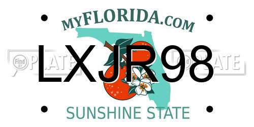 LXJR98 Florida License Plate
