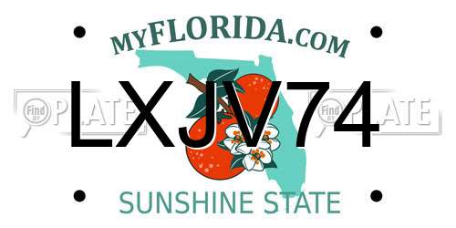 LXJV74 Florida License Plate
