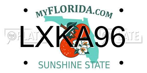 LXKA96 Florida License Plate