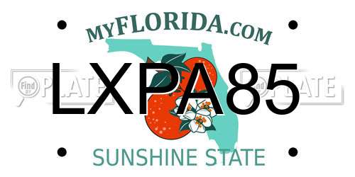 LXPA85 Florida License Plate
