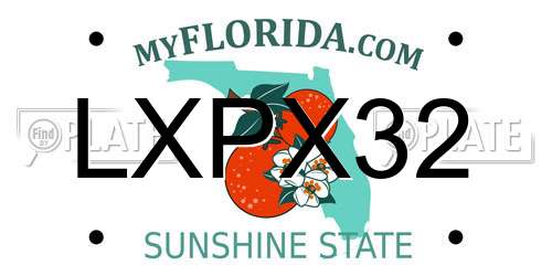LXPX32 Florida License Plate