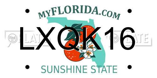 LXQK16 Florida License Plate