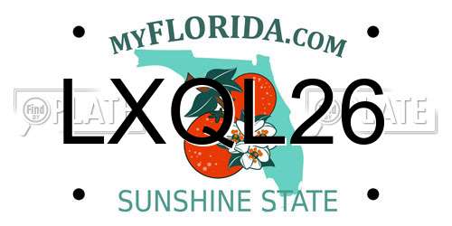 LXQL26 Florida License Plate