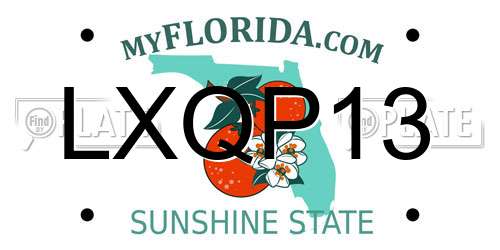 LXQP13 Florida License Plate