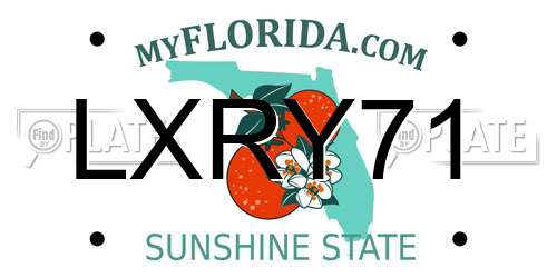 LXRY71 Florida License Plate