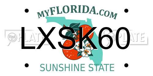 LXSK60 Florida License Plate